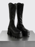 Rollcall Black Chunky Platform Knee-High Boots