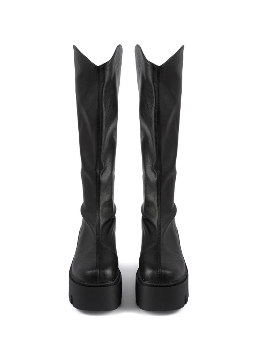 Rollcall Black Chunky Platform Knee-High Boots