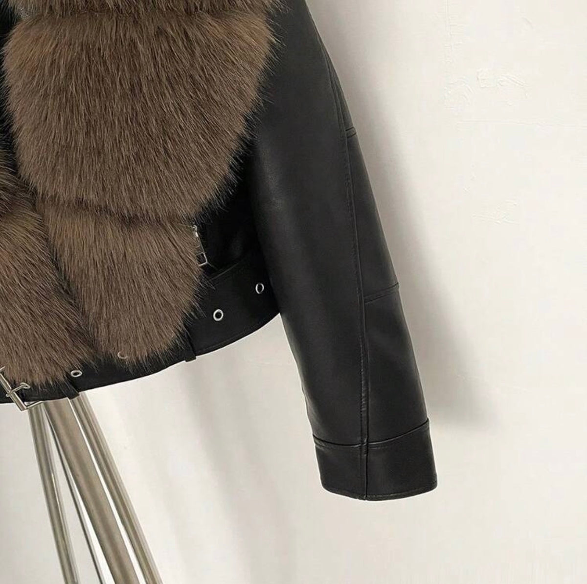 Avery Faux Fur Collar Biker Jacket