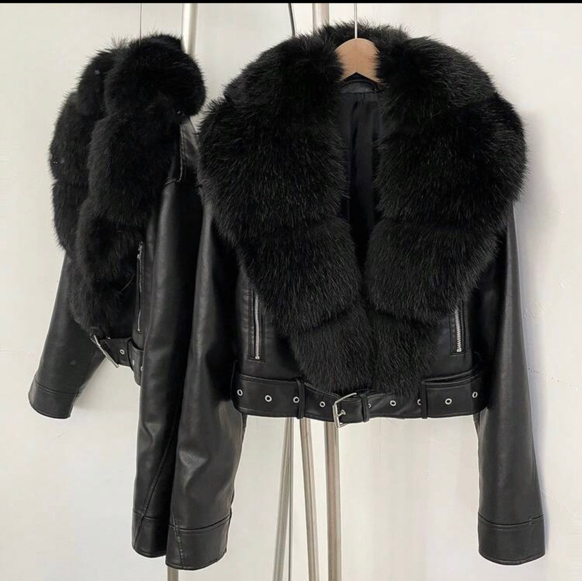 Avery Faux Fur Collar Biker Jacket