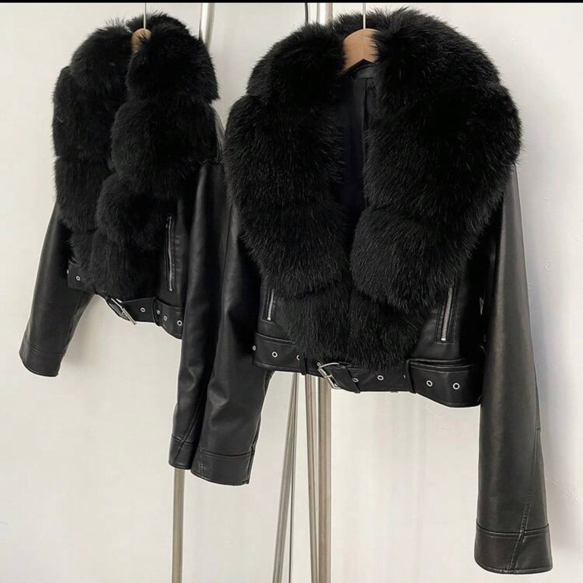 Avery Faux Fur Collar Biker Jacket
