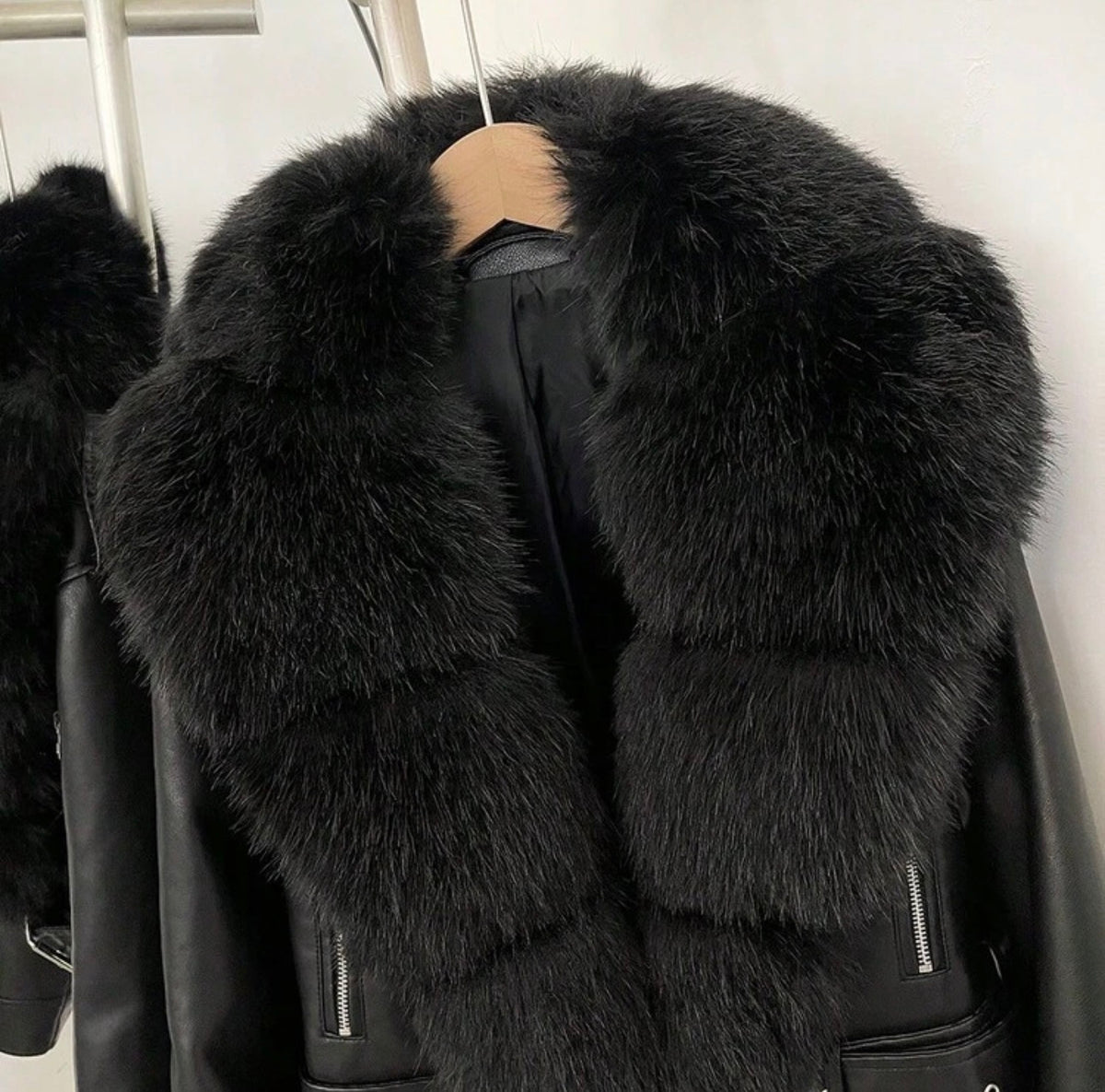 Avery Faux Fur Collar Biker Jacket