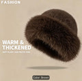 Faux fur winter hat brown