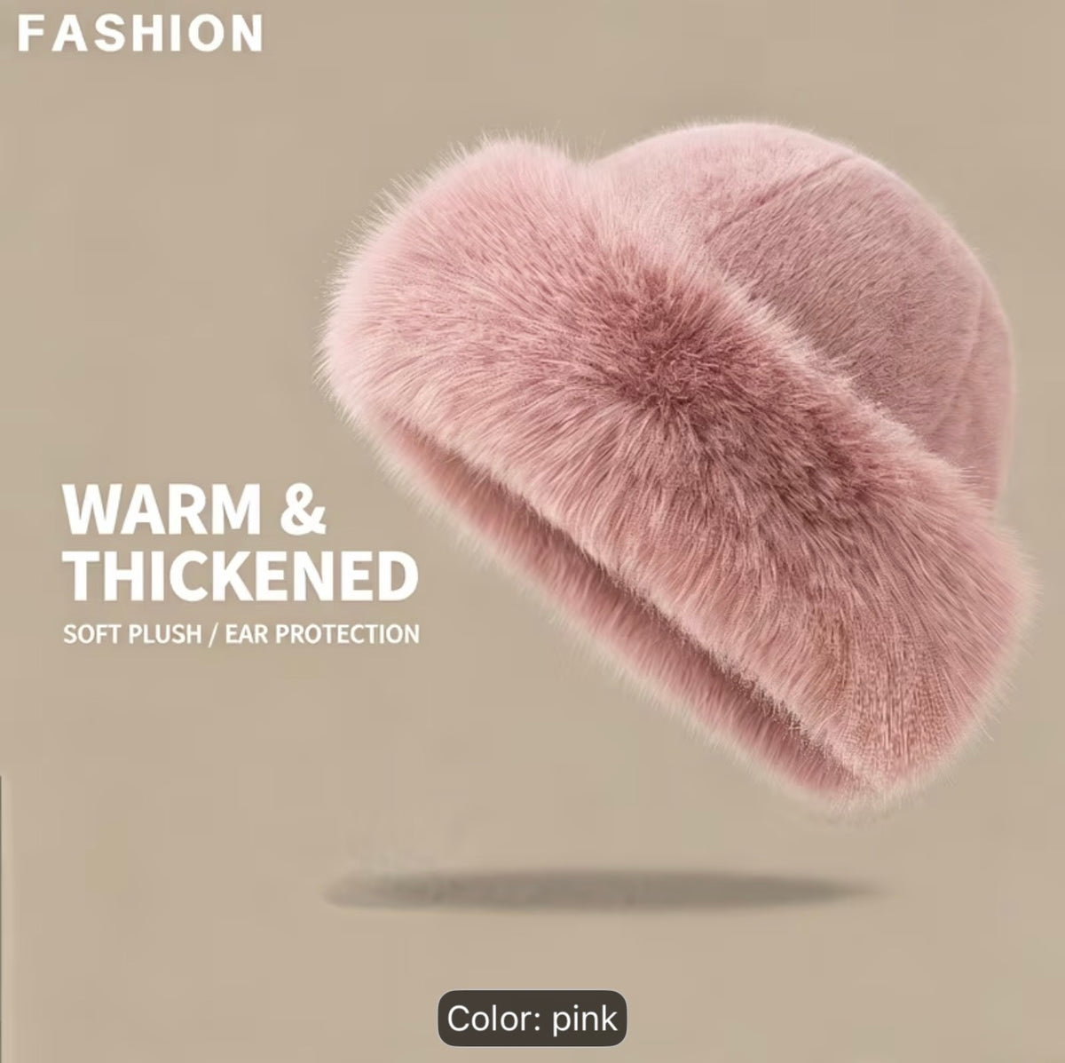 Faux fur winter hat pink