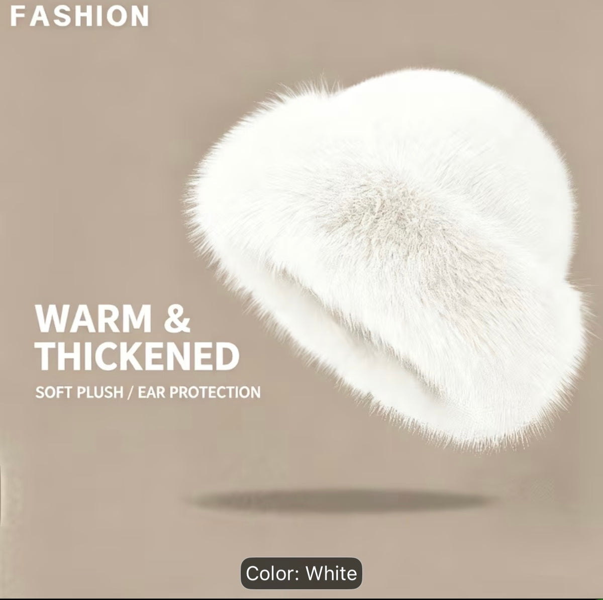 Faux fur winter hat white-alt