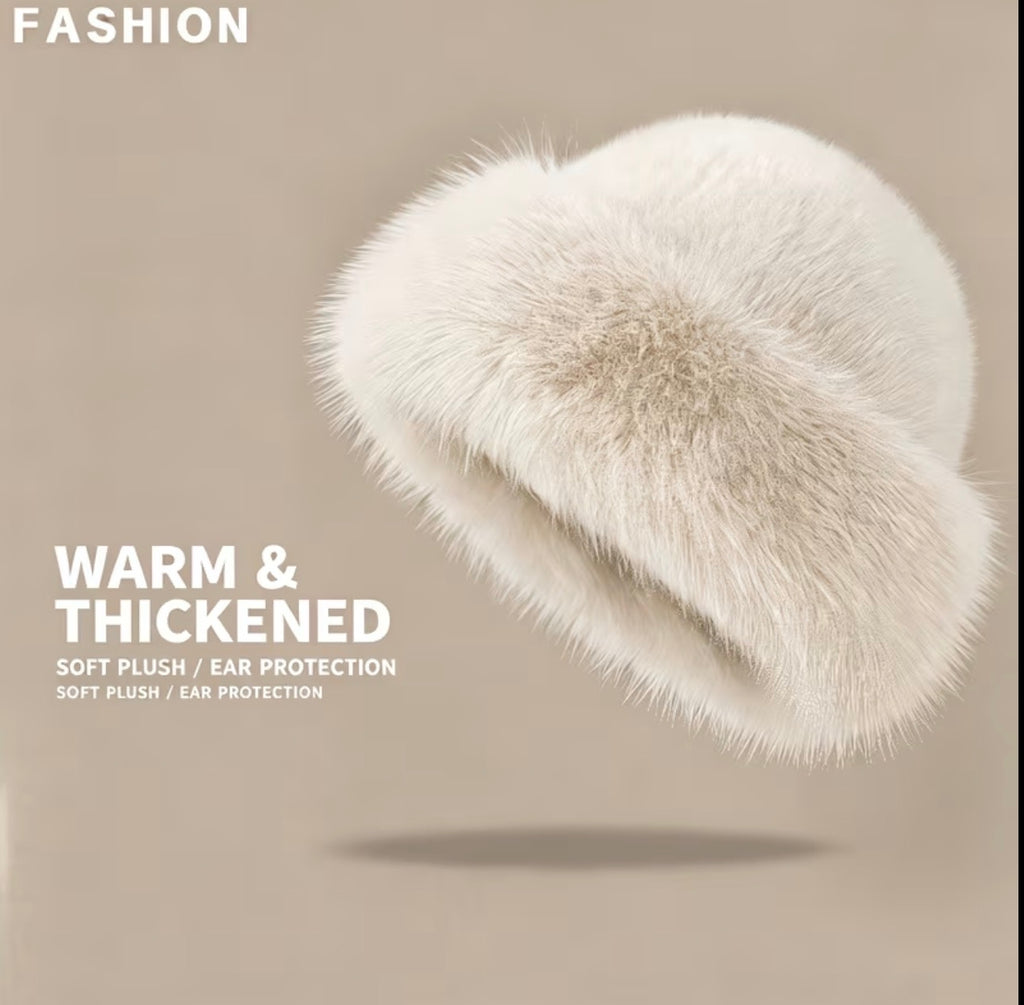Faux fur winter hat white
