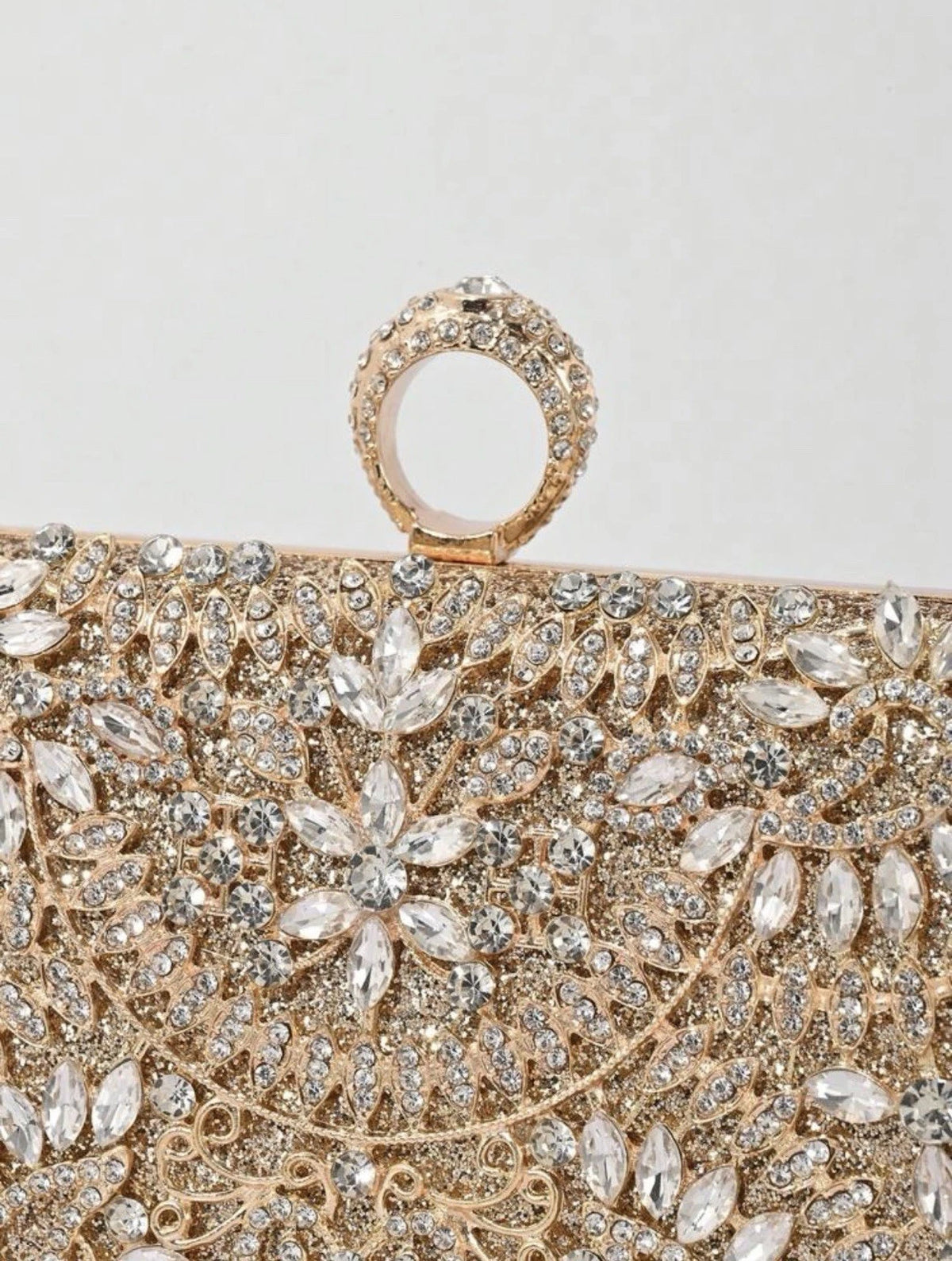Gold crystal evening clutch bag - photo 6
