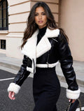Sienna Cropped Shearling Biker Jacket