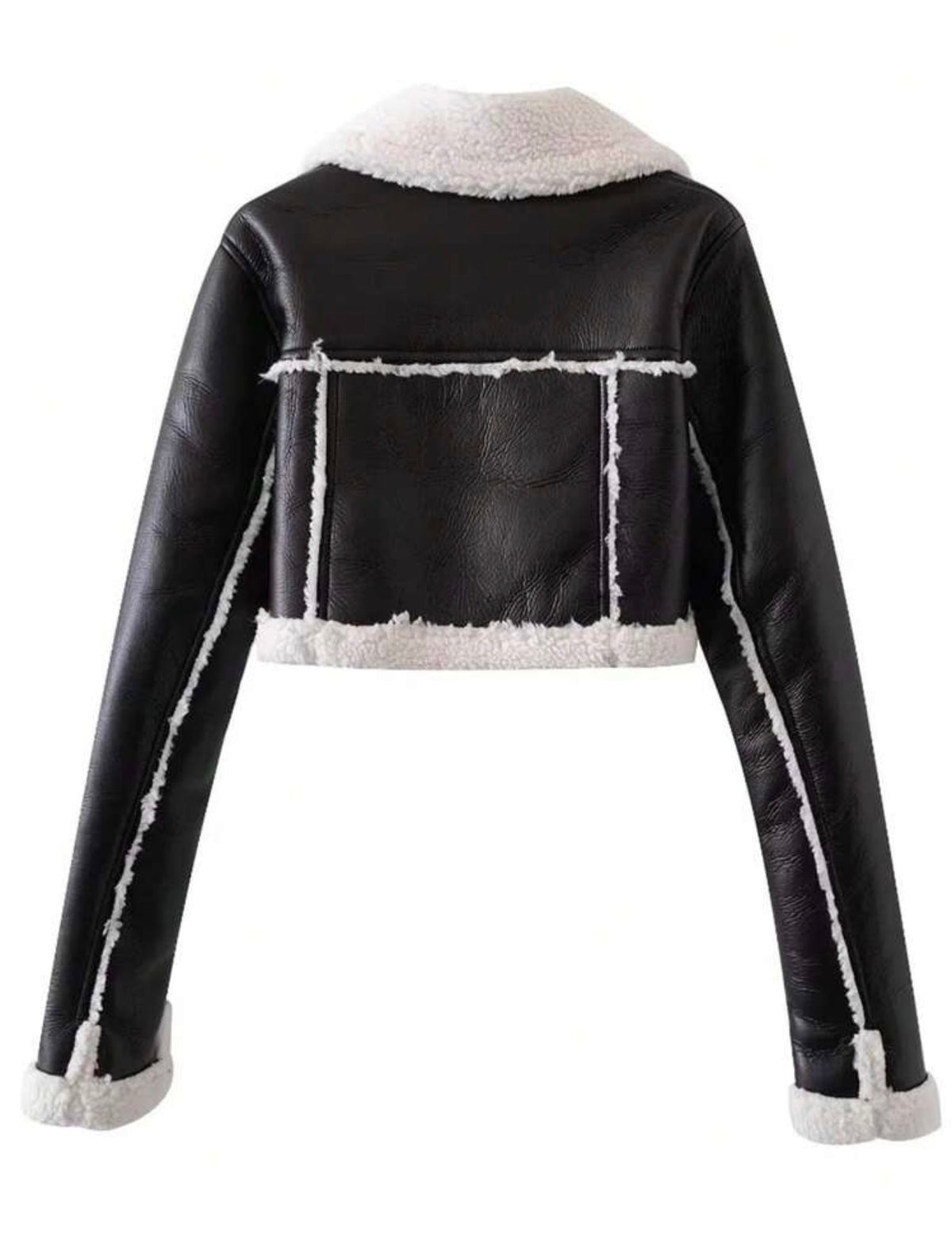 Sienna Cropped Shearling Biker Jacket